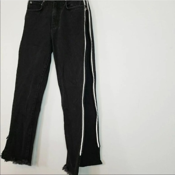 Y2K side zip reflective distressed jeans - Picture 3 of 10